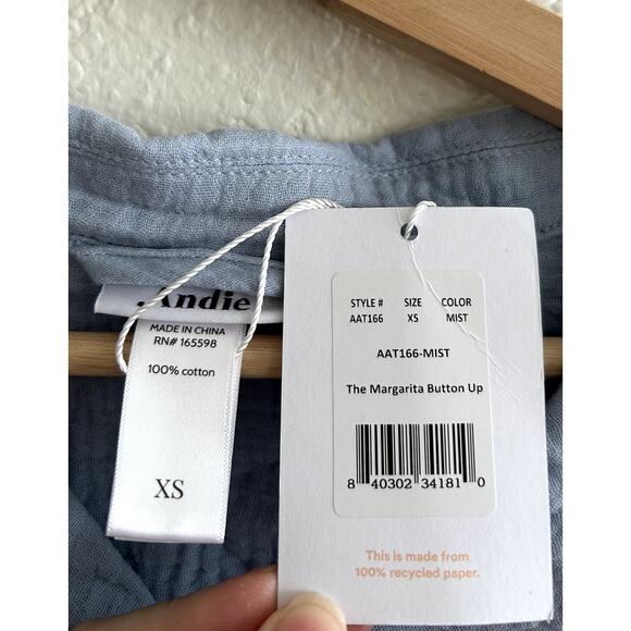 Andie Swim the Margarita Button Up Shirt in Mist Blue XS NWT - Picture 3 of 4